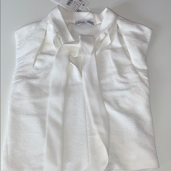 Zara Tops - White shirt with neck tie
